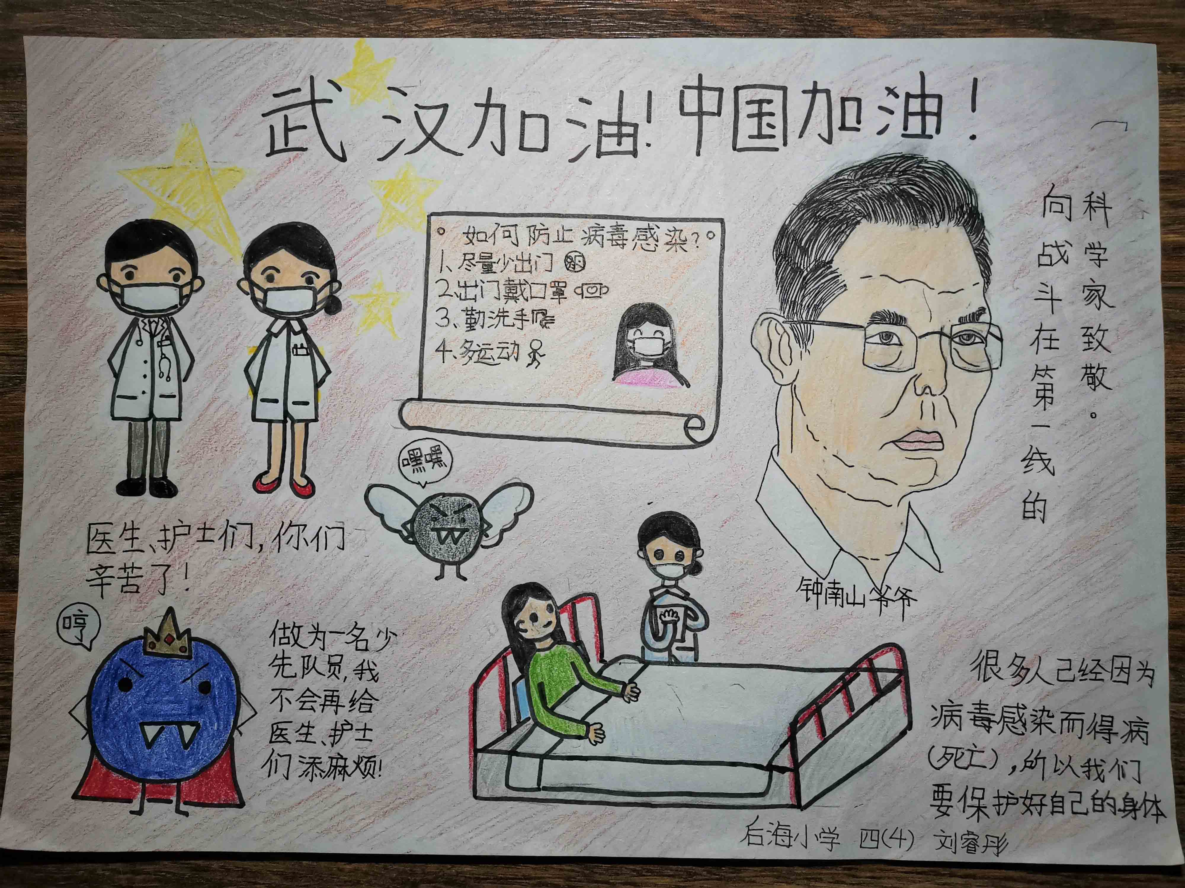 深大附属后海小学抗疫小卫士优秀手抄报作品