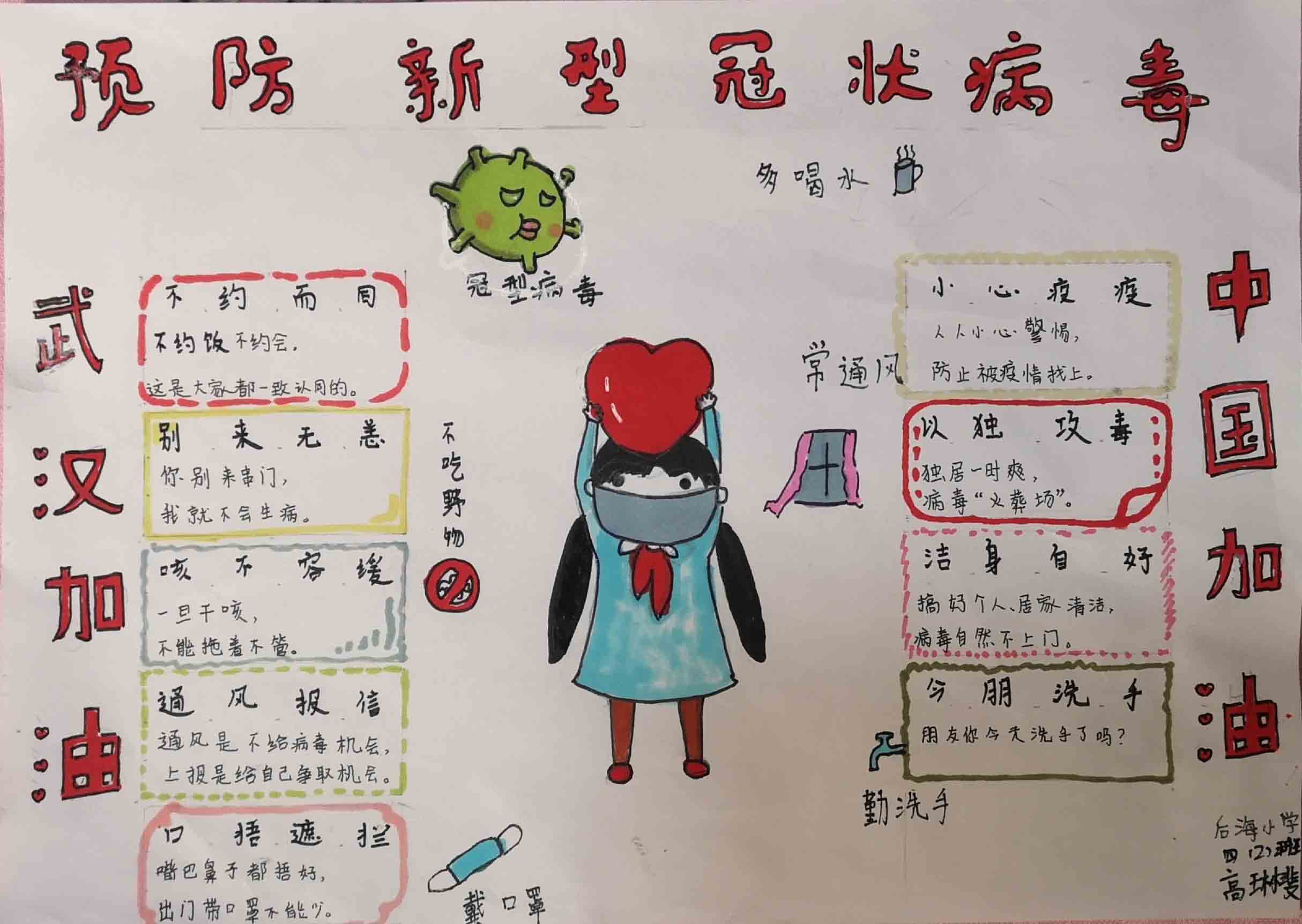 深大附属后海小学抗疫小卫士优秀手抄报作品